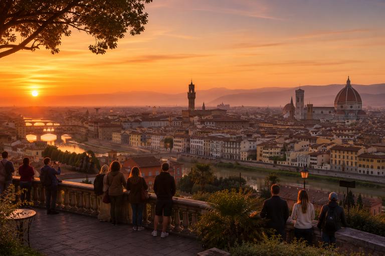 Zonsopgang boven Florence Piazzale Michelangelo