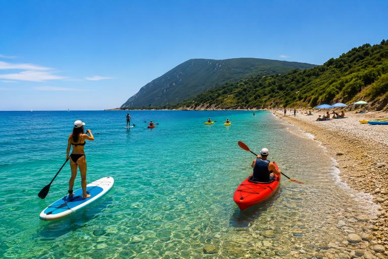 Kayakken op de Adriatische Zee bij Senigallia